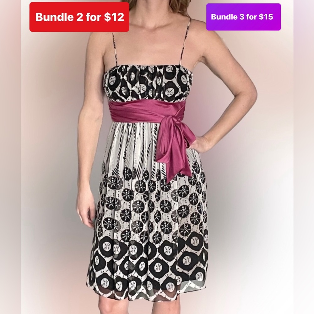 ⭐️HP⭐️Max and Cleo Black and White Dress with Beautiful Purple/Pink Bow